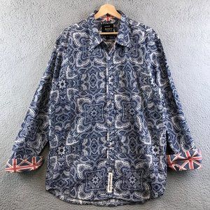 Rolling Stones Riff Stars Mens XL Shirt Button Front 100% Cotton All Over Print